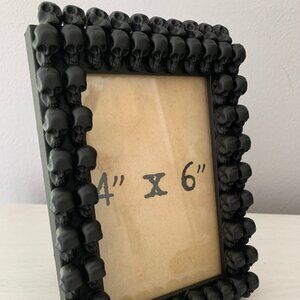 4x6 Matte Black Skull Picture Print Tabletop Wall Frame Gothic Spooky Halloween